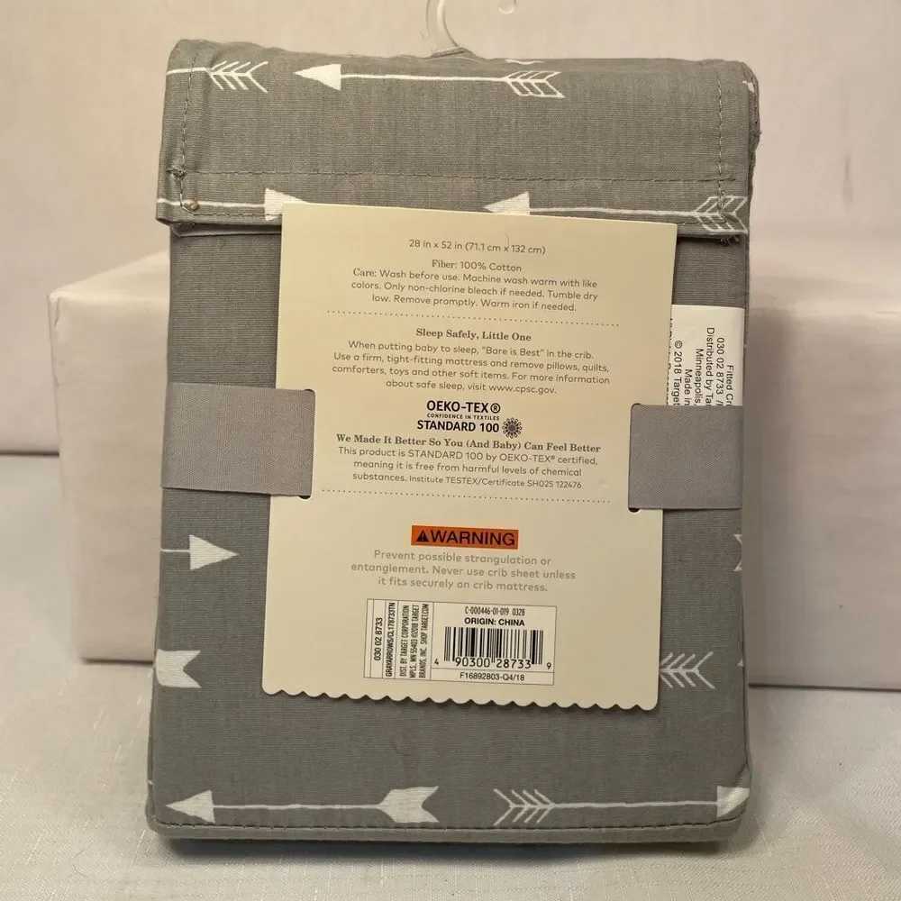 Cloud Island Gray Crib Fitted Sheet